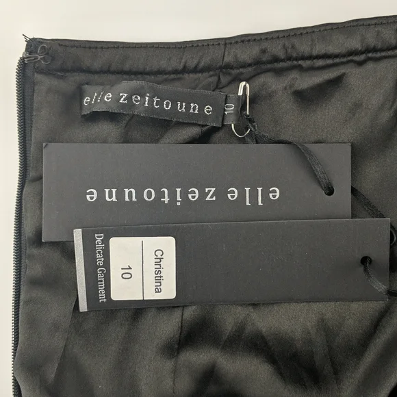 Elle Zeitoune Dress Size 10 Black Sequins Strapless Zip-up Back Layered BNWT - Picture 7 of 9